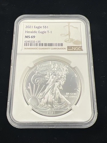 2021 American Silver Eagle $1 - NGC MS 69 - Heraldic Eagle T-1 - No Reserve!