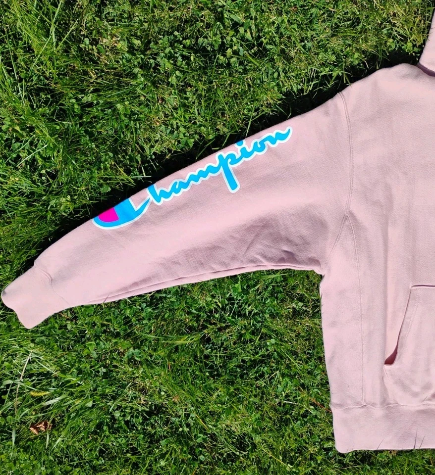 Champion Mujer L Life Sudadera con Capucha Pesada Tejido Inverso Rosa Colorido Logo Foto 4 de 4