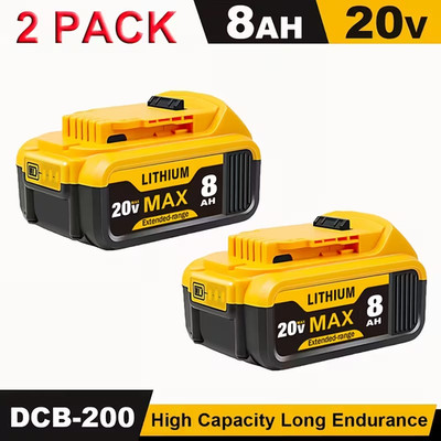 2 PACK For DeWalt 20V 20 Volt Max 8.4AH Lithium Ion Battery DCB200 DCB205  ETC..