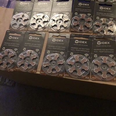 WIDEX 10 Packs Wider Hearing aid Batteries - PR41, Size 312, 60 Cells. Free Post
