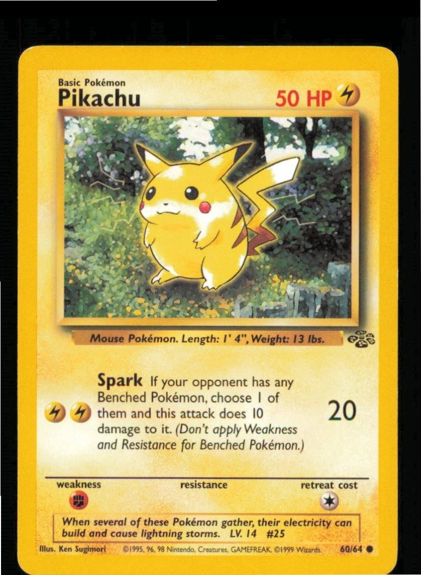 Pikachu Pokémon TCG Jungle Common Individual Collectible Card Game