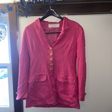 Nina Ricci Pink Blazer Suit Jacket Gold Buttons 100% Viscose Made in France