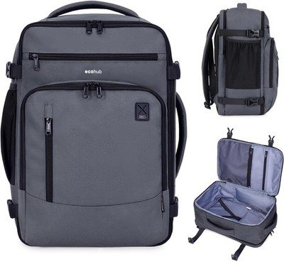 ECOHUB Grey Backpack 40x20x25cm 20L Laptop Daypacks,PET Recycled,Waterproof
