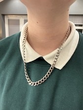 10 Inch Silver Necklace Jewellery For Men Silver Curb Chain 48.76 grams