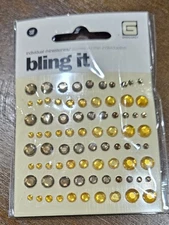 individual rhinestones stickers by basic grey for  scrapbook cards GOLD round