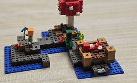 LEGO Minecraft Lot 21123 Iron Golem + 21129 Mushroom Island Mostly Complete