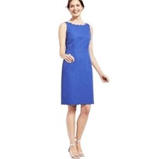 NWT Talbots RSVP Blue Sheath Dress With Butterfly Stitching, Size 6, New