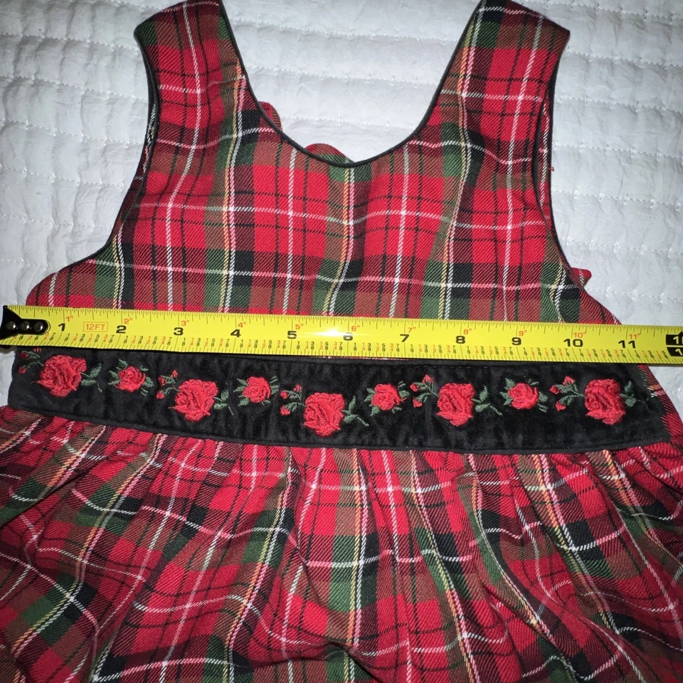 Heartstrings Dress Girls 4T Red Tartan Plaid Sleeveless Belted heavyweight cute - Image 3 of 4