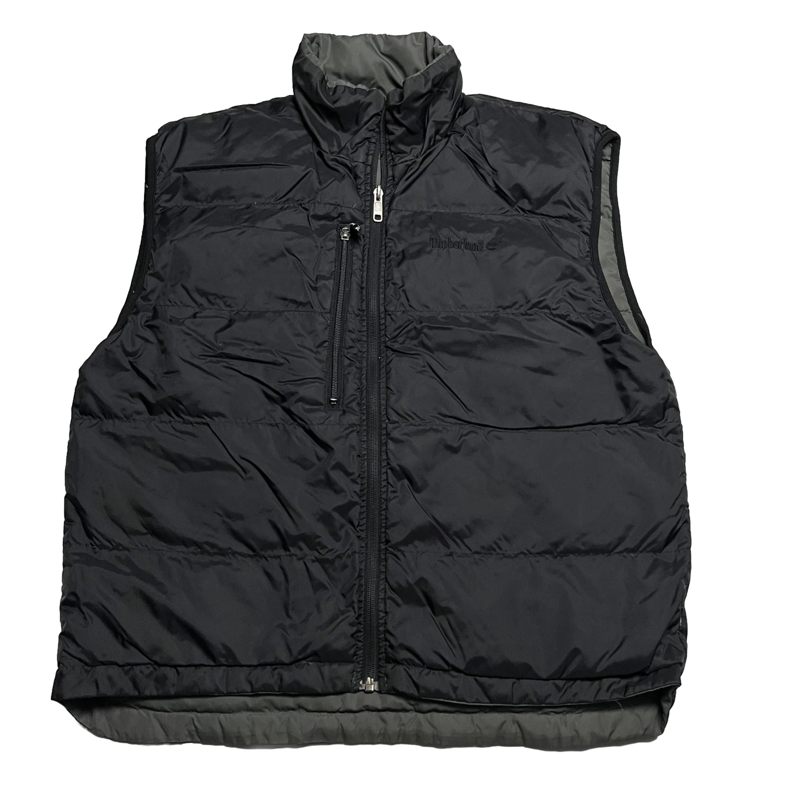 Timberland Nylon Duck Down Reversible (Black Green) Packable Vest Size: M