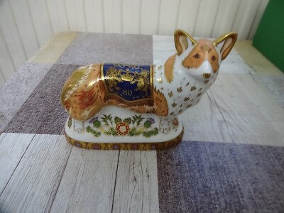 Royal Crown Derby Royal Windsor Corgi 2005 Gold Stopper 80. Geburtstag L/E 950