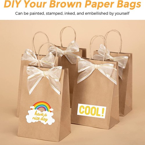 500X Kraft Paper Bags Gift Shopping Carry Craft Brown Retail Bag with Handles AU - Picture 11 of 14