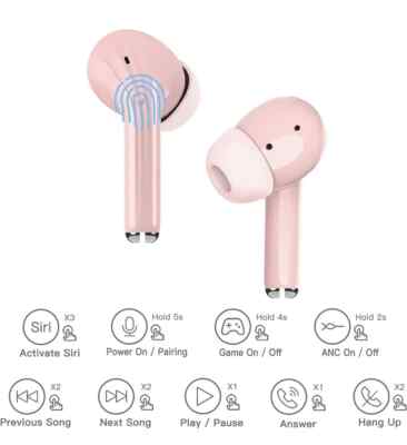 AKSONIC Wireless Bluetooth Headphones Active Noise Cancelling Ear Buds
