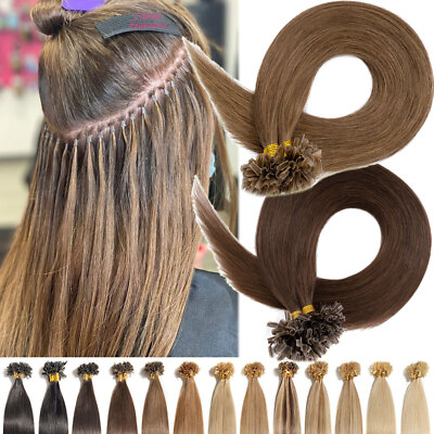 100G Nail U-Tip Pre Bonded Keratin Fusion 100% Remy Human Hair Extensions Brown#