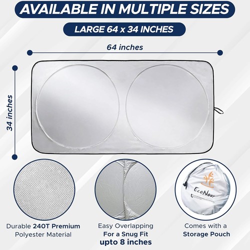 Patented Car Windshield Sun Shade, Blocks 99% Heat,Fits Cars, SUV, Truck, Medium - Picture 56 of 91