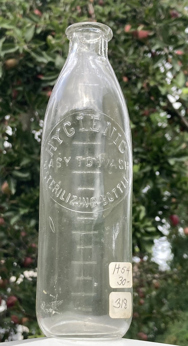 Antique Bottle Hygienic Easy To Wash Embossed 1920 Clear 8oz