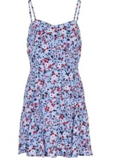 CALVIN KLEIN Women's Dress Mini Skater Blue Floral Print Size Medium NWT