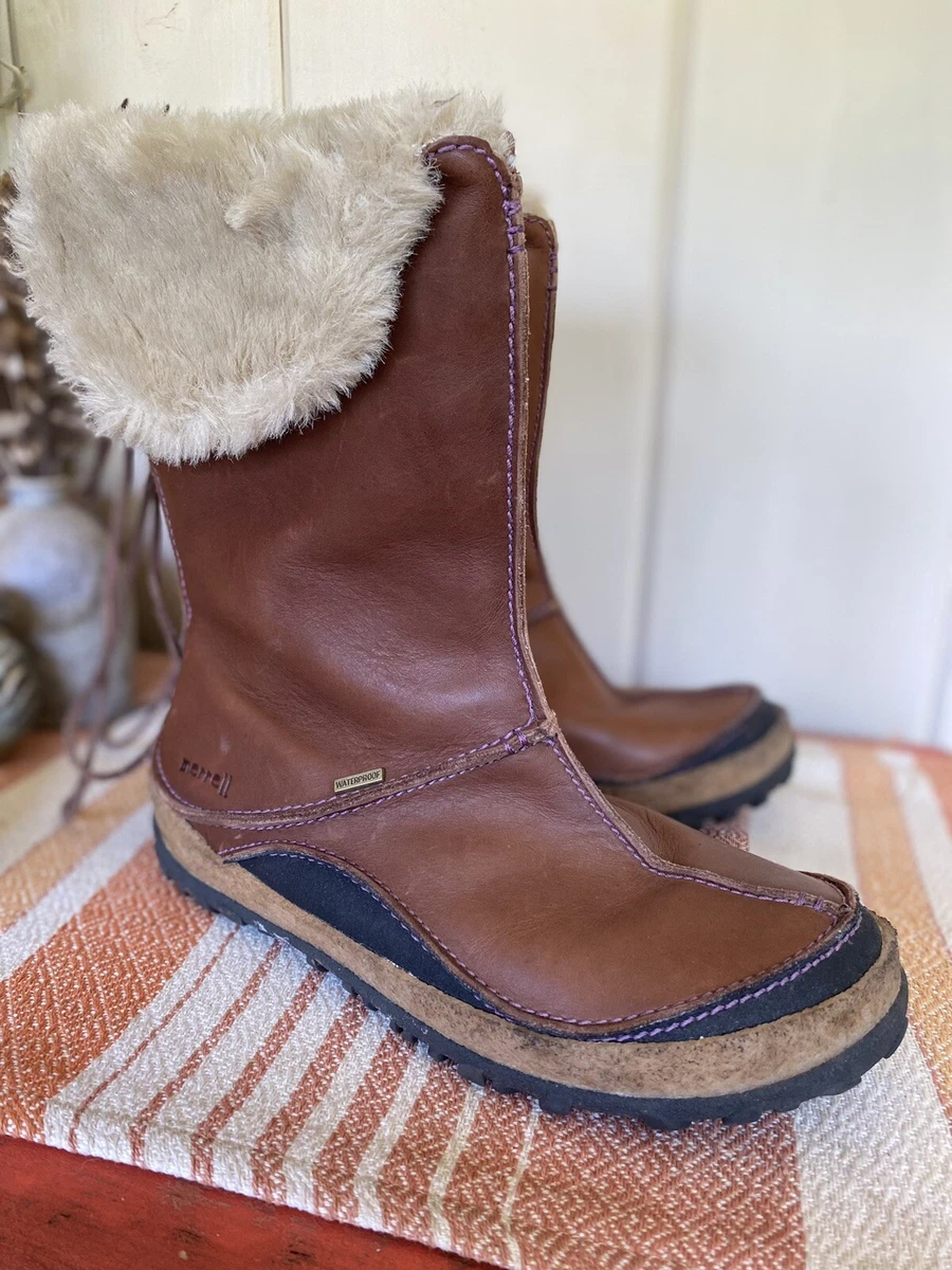 MERRELL OSLO SZ 10 WATERPROOF LEATHER FAUX BOOTS BOOTIES Moccasin | eBay