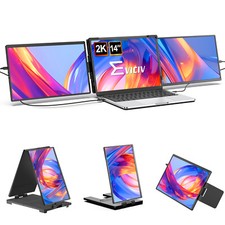 Used 14" Dual Triple Portable Monitor 2K QHD For Laptop Extender Screen Display