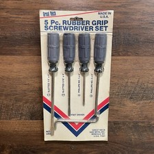 VTG NEW OLD STOCK Great Neck 5pc Rubber Grip Screwdriver Set #VR5C MADE IN USA!