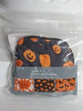 Kids Face Masks 3 PACK Halloween Print Ghost Pumpkins Black Cats NEW IN PACKAGE