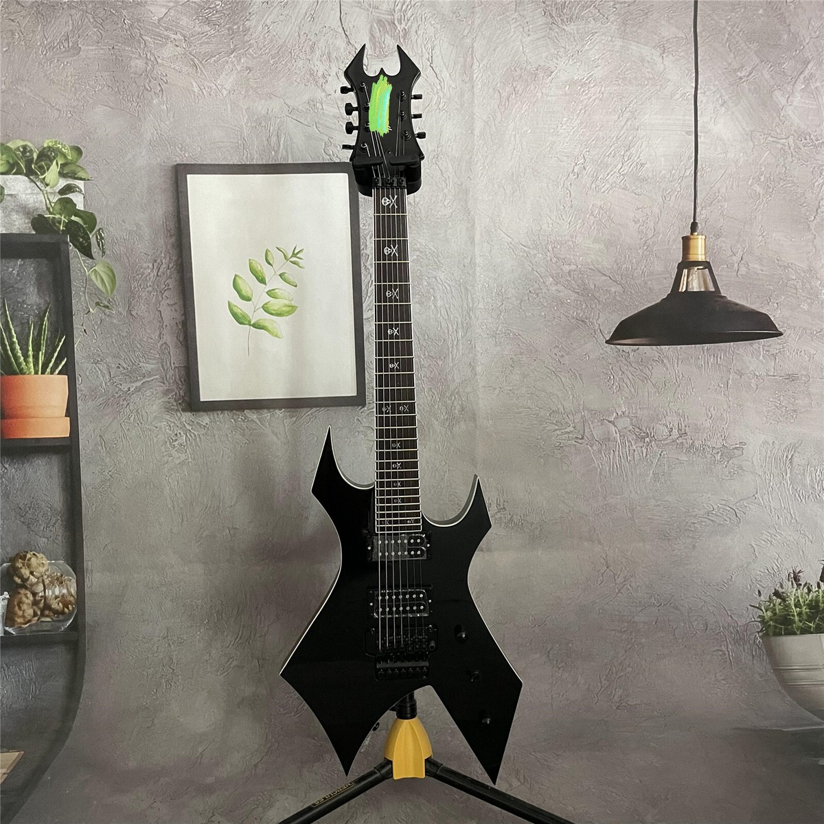 Special Warlock Extreme Black Electric Guitar BC Style Skull