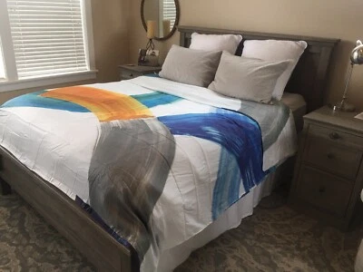 New West Elm Full / Queen Sweeping Brushstrokes Duvet Cover In Package W Tags .