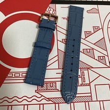 18mm Blue Leather Strap Watch Band Fits Chopard Happy Sport Diamond Series Rose