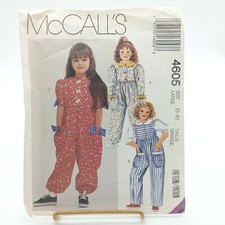 McCalls Vintage 4605 Childrens Jumpsuit Pattern Size Large 5 6 1989