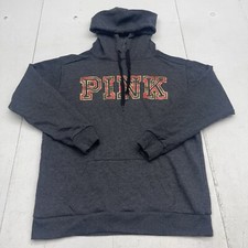 Pink Victoria  s Secret Charcoal Logo Graphic Pullover Hoodie Women  s XS