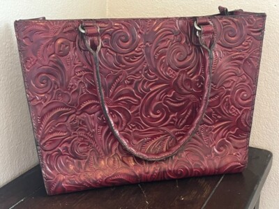 Gorgeous Patricia Nash Milan Zancona Tote Hand Tooled Leather Designer  Purse