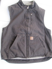 Carhartt Mock Neck Sherpa Lined Sandstone Dark Brown Vest L reg V33 DKB Duck EUC