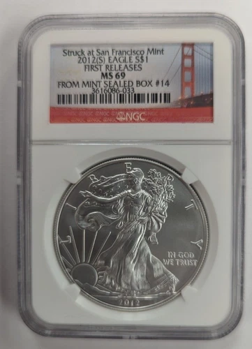 2012 (S) Silver Eagle $1 MS 69 NGC First Releases Struck at San Francisco