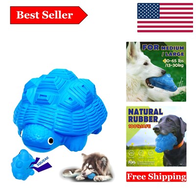 Eco-Friendly Squeaky Dog Toy for Aggressive Chewers - Interactive Rubber Turtle