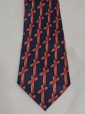 Steven Harris Men's Necktie Tie Crosses Black Red Polyester Handmade