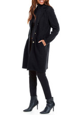New Kasper Black Wool Long Jacket Topper Size L $129