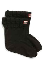 Hunter Black Cable Knit Cuff Welly Socks L44010 Kids Size L