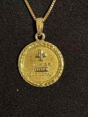 925 Sterling Silver Unisex Qu' Hier Que Demain Pendant in 14K
