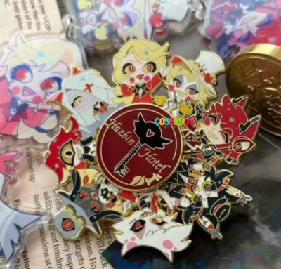 Hazbin Hotel Cosplay Niffty Alastor Vaggie Metal Brooch Badge