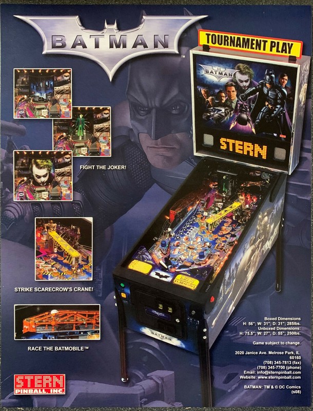 BATMAN - Dark Knight - Stern Pinball Advertising Flyer - Heath Ledger 2008 Boxed