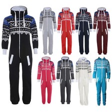 Mens Unisex  Printed 1onesie Zip  All In One Hooded One Piece Jumpsuit S-2XL