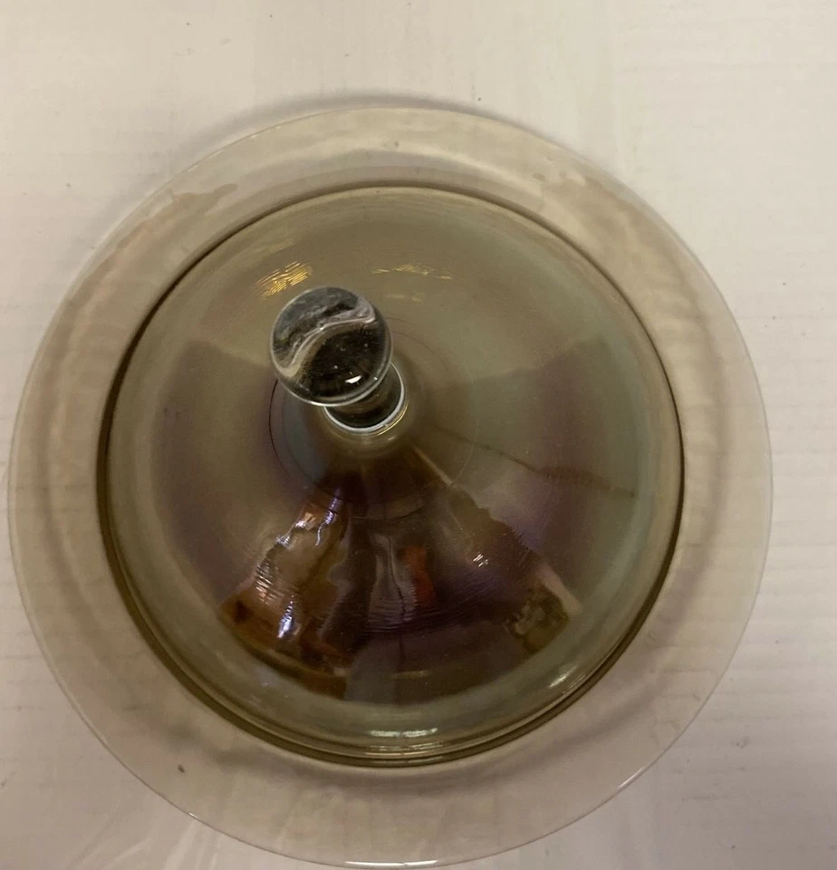 Red Pomegranate Rabat Large Plate Smoke Luster with Cover 9-Inch NewOpen Box - Image 2 of 4