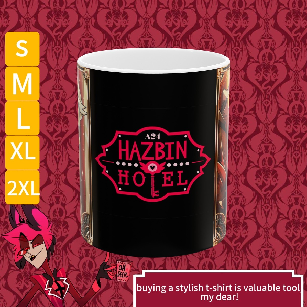 Zhongkaihua Hazbin - Borsa Per Il Pranzo Per Feste In Hotel, Grande Capacità, Isolata, Con Motivo Charlie Morningstar, Borsa Per Il Pranzo Per Studenti Per Bambini E Viaggi