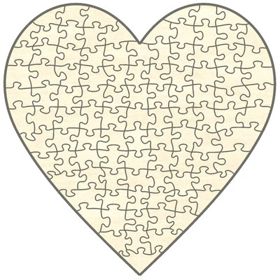 Blanko Holz-Puzzle Herz, 100 Teile, 56x56 cm, zum Selbst Bemalen und Gestalten - Bild 1 von 2