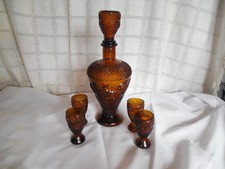 Precioso vaso ámbar con diseño de hoja de uva licor vino jarra botella juego de bebidas