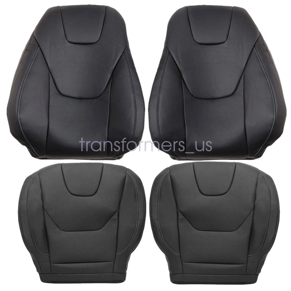 Compatível com 2013-2017 Ford Fusion tampa de assento frontal de titânio couro inferior e superior preta - Imagem 2 de 4