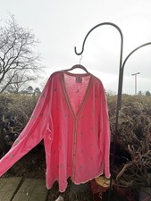 Quacker Factory Pink Cardigan with Crickets 3X