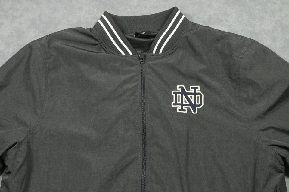 Notre Dame Fighting Irish Jacket Mens XXL Gray NCAA Football Colosseum Zip - Image 2 of 4