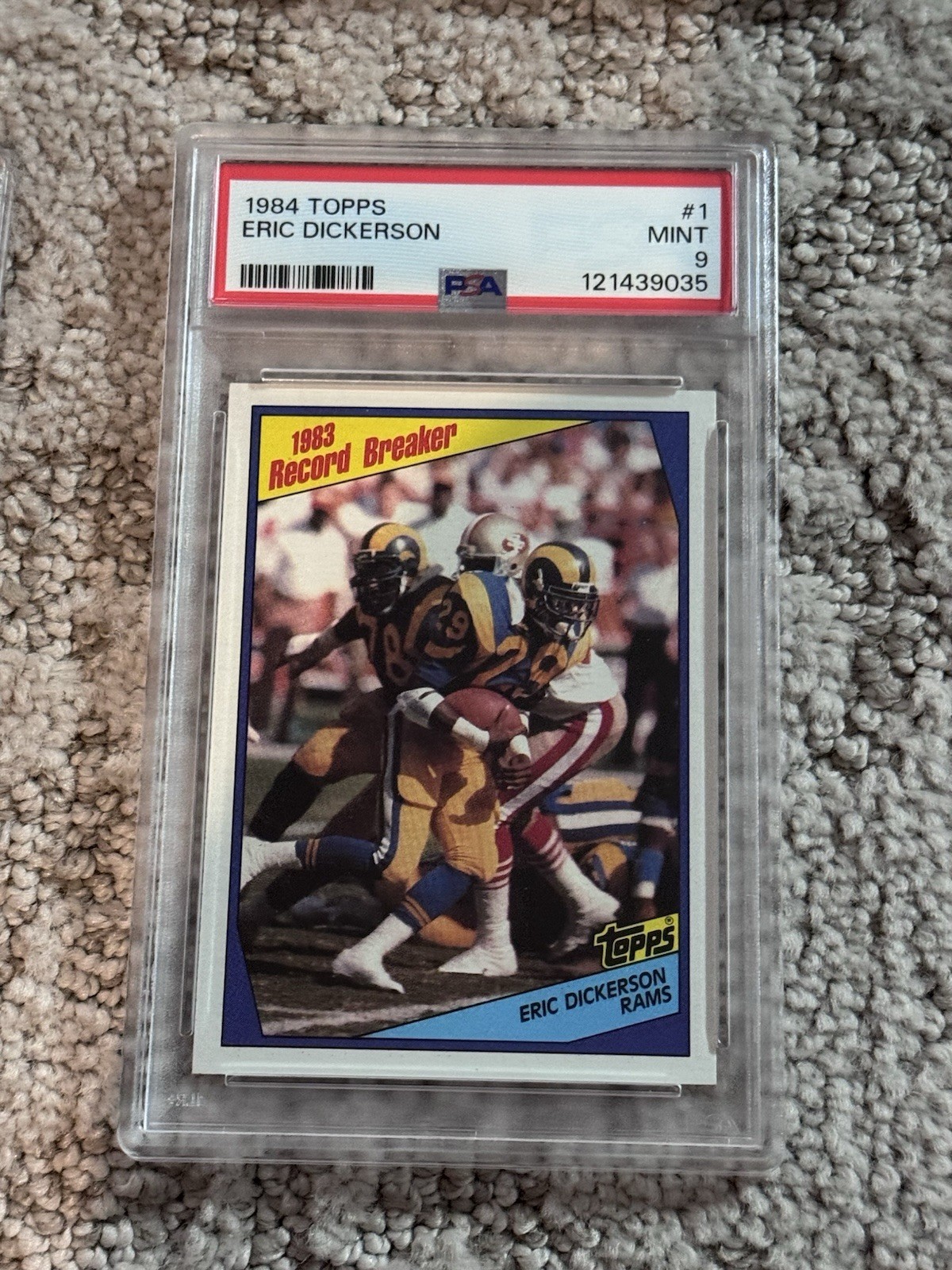 1984 TOPPS FOOTBALL CARD PSA 9 HOF ERIC DICKERSON ROOKIE RECORD BREAKER RAMS