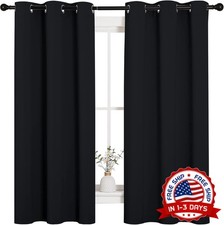 Cortinas opacas con ojales y aislamiento t rmico en color negro s lido NEW US