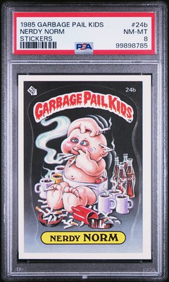 #ad 1985 Topps Garbage Pail Kids OS1 Series 1 NERDY NORM 24b Matte Card PSA 8 GPK $119.95